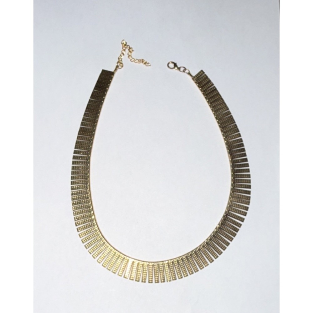 Gold Tone Metal Fish Bone Necklace